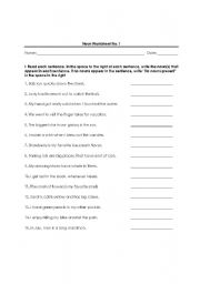 English worksheet: Nouns: Worksheet no. 1