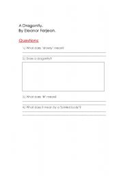 English Worksheet: The Dragonfly