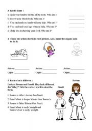 English worksheet: page 2 of My body