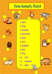 English Worksheet: Farm Animals Match