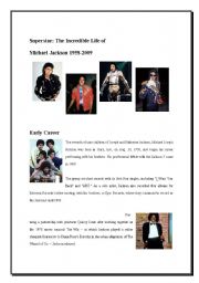 English Worksheet: Superstar Michael Jackson page 1