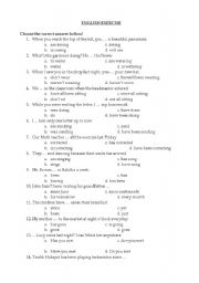 English worksheet: simple past or progressive exercise