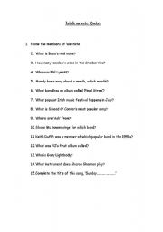 English worksheet: Irish Music Quiz (webquest)