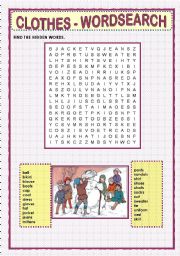 English Worksheet: CLOTHES - WORDSEARCH