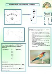 English Worksheet: Coordinating Conjunctions: FANBOYS