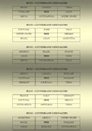 English worksheet: BINGO - COUNTRIES