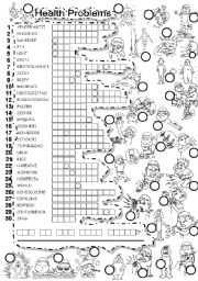 English Worksheet: HEALTH PROBLEMS PUZZLE AND LETTER TILES