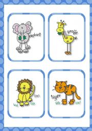 English Worksheet: Zoo friends flash cards (15 cards)