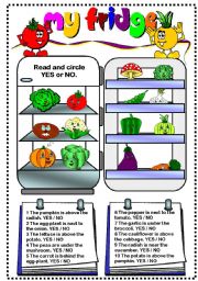 English Worksheet: My fridge (vegetables)