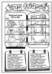 English Worksheet: My fridge (vegetables)