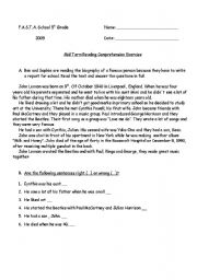 English Worksheet: John Lennons short Biography