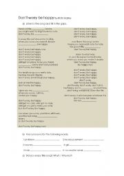 English worksheet: Song Dont worry be happy by Bob Marley