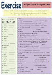 English Worksheet: Adjectives + Prepositions