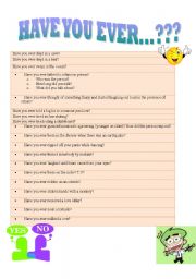 English Worksheet: HAVE YOU EVER