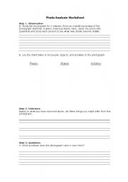 English worksheet: photo analysis worksheet