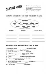 English Worksheet: Countable Nouns