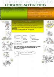 English Worksheet: LEISURE ACTIVITIES