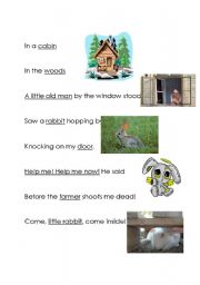 English Worksheet: In a Cabin In the Woods Song
