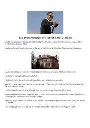 English Worksheet: Barack Obama Interesting Facts and Worksheet
