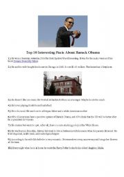 Barack Obama Interesting Facts and Worksheet