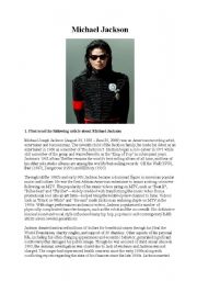 English Worksheet: Michael Jackson