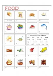 English Worksheet: food matching