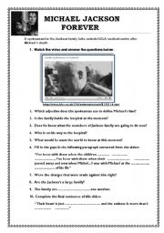 English Worksheet: MICHAEL JACKSON FOREVER_B&W_video and listening lesson