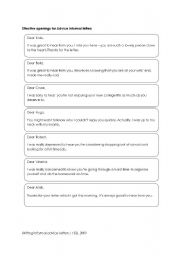 English Worksheet: Effective openings and closings for Advice Informal Letters