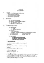 English worksheet: Lesson Plan in English Language (Grade -IV)