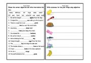 English worksheet: adjectives