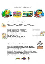 English Worksheet: Vocabulary - Places ( Part1)