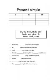 English worksheet: present simple sheet
