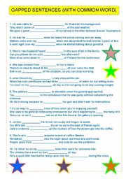 English Worksheet: COMMON WORD (FOR ADVANCED LEVELS)