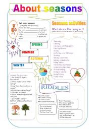 English Worksheet: about seasons