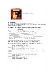 English Worksheet: Shakespeare in love