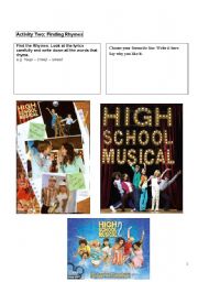 English worksheet: High School Musical Activity 2