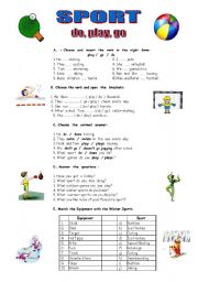 English Worksheet: Sport do,go,play