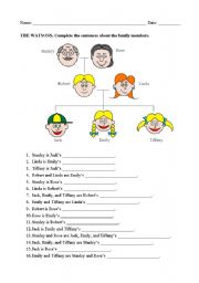 English Worksheet: Family Tree - The Watsons