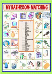 English Worksheet: MY BATHROOM - MATCHING EXERCISE