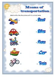 English Worksheet: Means of  Transportation