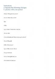 English Worksheet: organize dialogue