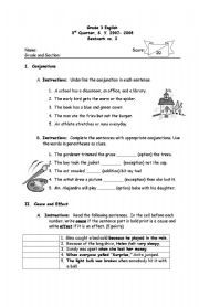 English Worksheet: conjunctions