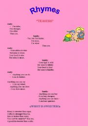 English Worksheet: Rhymes to teach degrees of adjectives. 7 pages