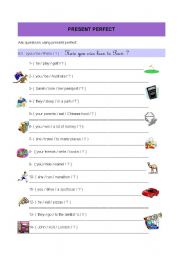 English Worksheet: present perfect (interrogative)