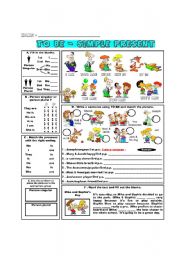 English Worksheet: Grammar Focus: TO BE Simple Present