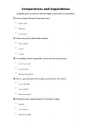 English Worksheet: Comparatives and Superlatives