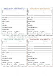 English Worksheet: STUDENT IDENTITY CARD  & INTERVIEW
