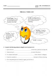 English Worksheet: phrasal  verbs get