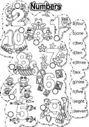 English Worksheet: NUMBERS MATCH - FALLEN PHRASES AND LETTER TILES