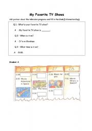 English Worksheet: My Favotie TV Show